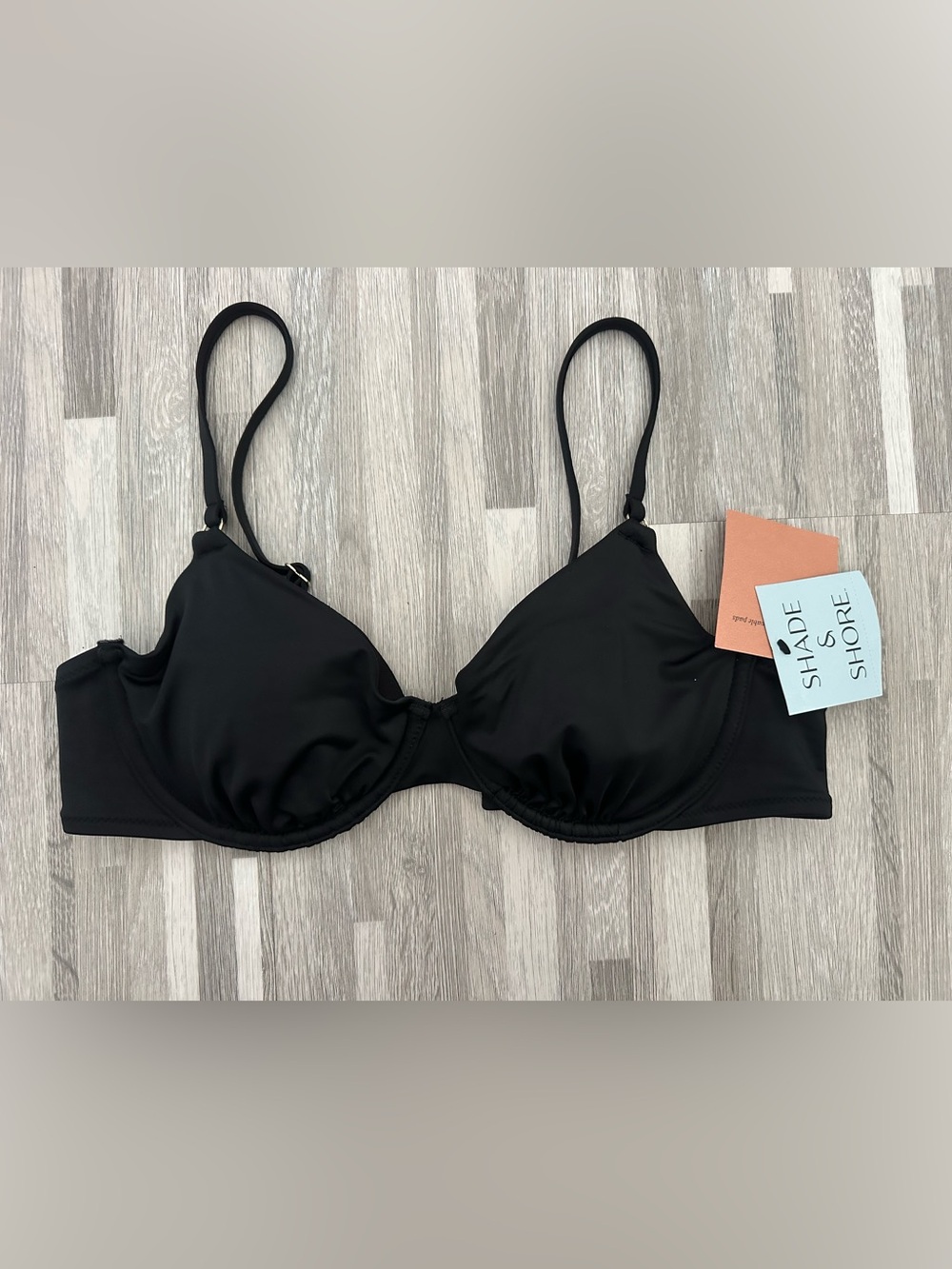 Shade & Shore Black Underwire Bikini Top size 36B
